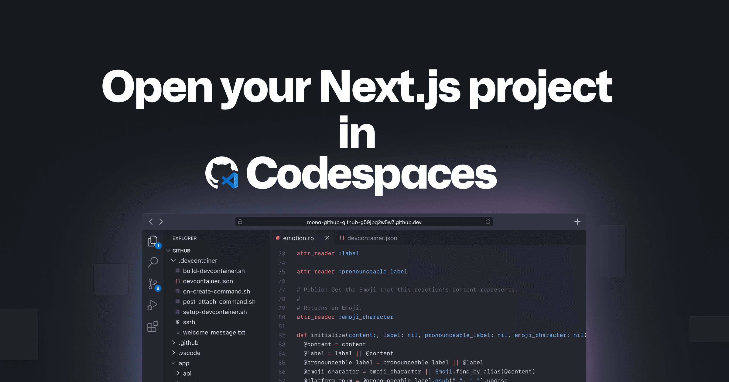 How to set up a dev container for a Next.js/TypeScript app